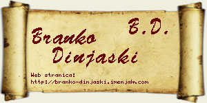 Branko Dinjaški vizit kartica